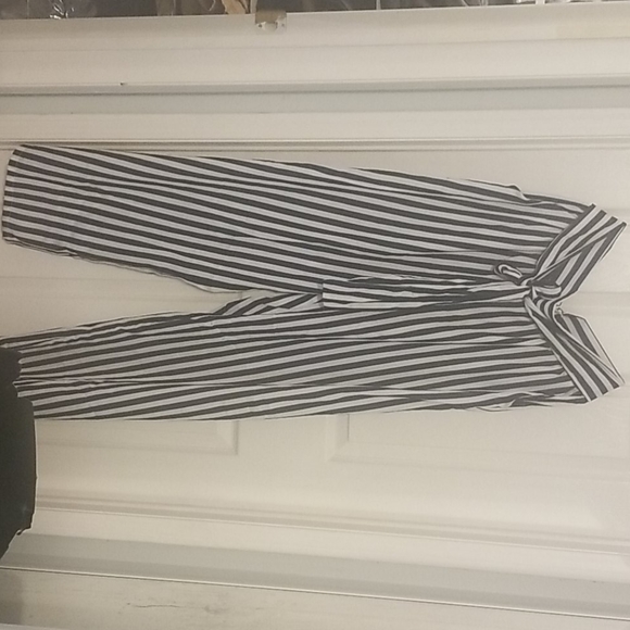 Flare striped pants with tie - Picture 1 of 2
